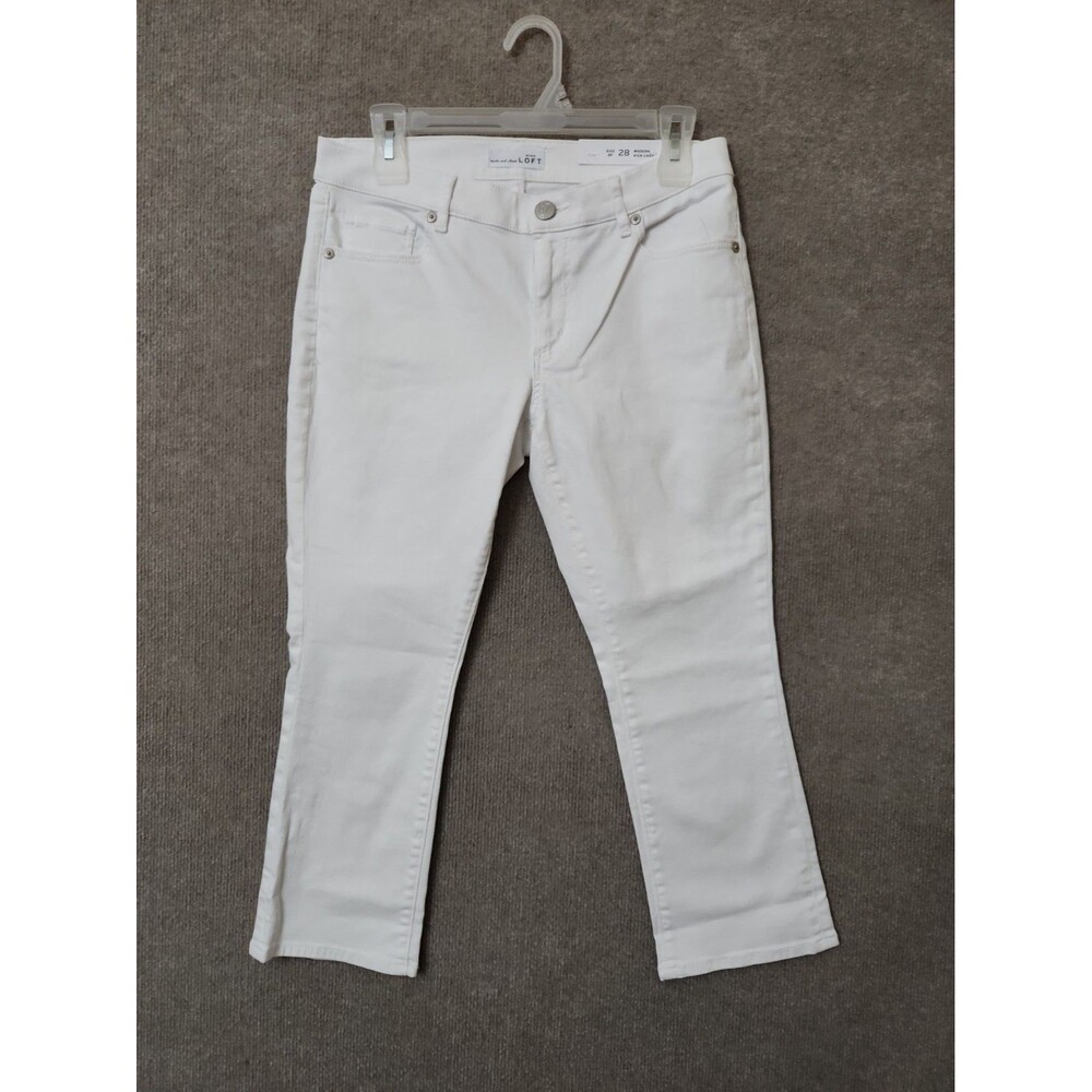 Ann Taylor LOFT Modern Kick Crop Jeans Womens 6 Petite White Stretch NEW
